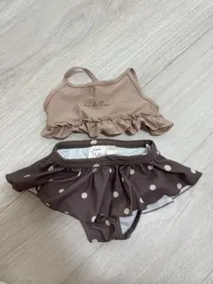 新品未使用　ベビー水着　スイムウェア　プール　女の子用フリル 水玉模様 80cm