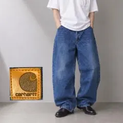 Carhartt カーハート 革タグ デニムパンツ ウォッシュ ネルインナー極太