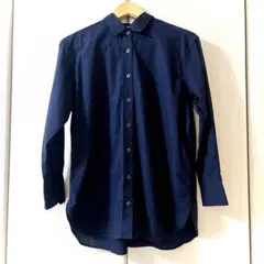 ユニクロ UNIQLO綿 コットン ネイビー 紺 長袖シャツ ブラウス(S)