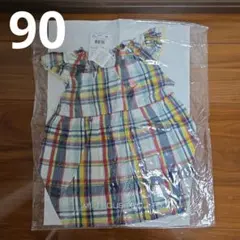 新品未使用　ミキハウス　ダブルビー　半袖ワンピース　チェック　女の子　90