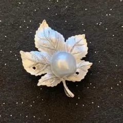 【SILVER刻印】大粒バロックパール リーフブローチ 銀細工　葉　ヴィンテージ