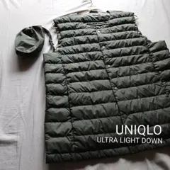 UNIQLO ウルトラライトダウンベスト メンズ 収納袋付き オリーブ M