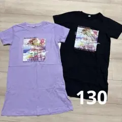 西松屋　アイスクリームプリント 半袖ワンピース 130 2点セット