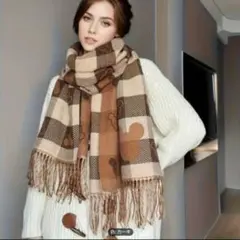 ディズニー ミッキー柄 ブラウン&ブラック リバーシブルマフラー 新品未使用品