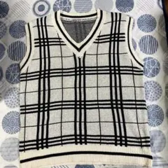 オーバーサイズ チェック Vネックベスト