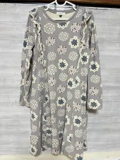 SERAPH 花柄フリル長袖ワンピース 140 グレー花柄
