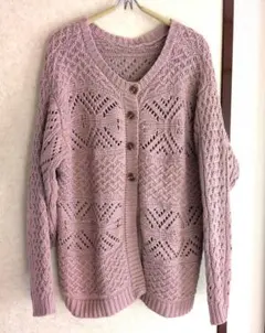 SamansaMos2 薄いピンク レース編み カーディガン