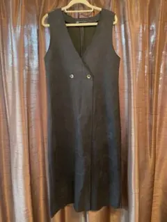 ZARAダブルレストフェイクスエードワンピ ネイビー