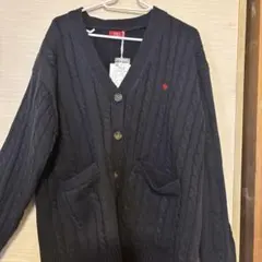 大人気　美品！ 新品　POLO ネイビー ケーブルニットカーディガン Mサイズ