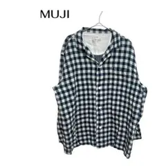 B0978MUJI 長袖ギンガムチェックシャツ胸ポケットカジュアル大きめXLのサムネイル