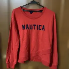 NAUTICA レッド クルーネックパーカー Lサイズ