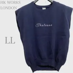エイチケーワークスロンドン　ノースリーブニット ネイビー LL 刺繍のサムネイル