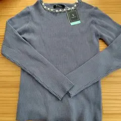 新品未使用　パール装飾長袖ニットセーター L