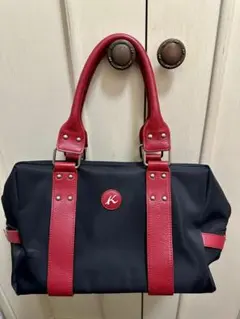 美品　キタムラ　赤×黒　ボストン型ハンドバッグ　ミニボストン　トート