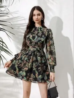 SHEIN フラワープリント 長袖ワンピース
