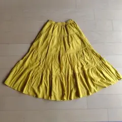 GU イエローティアードフレアロングスカート