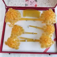 黄色い花モチーフのかんざしセット