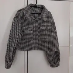 〈USED極美品♪〉JENNI ハウンドトゥース柄 クロップドジャケット♪