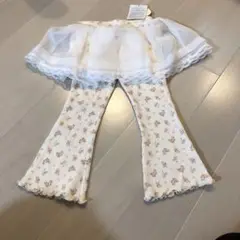90 小花柄パンツ　透けてるスカート付き