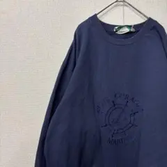 アメリカ古着 スウェット　刺繍　ロゴ　ネイビー　 XL 3962