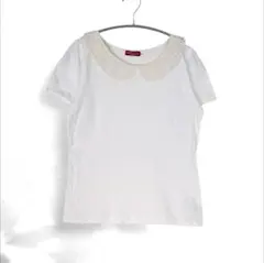 earth music&ecology 襟レース Tシャツ M 白 綿100%