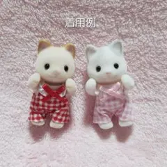 赤ちゃんお洋服　フリルサロペット2着セット　チェック赤色桃色　ハンドメイド