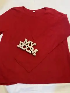 赤 Mサイズ コットン長袖Tシャツ