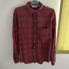 赤チェック　ネルシャツ　古着