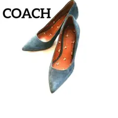 COACH コーチ スエードポインテッドトゥ グレー 花柄 レザー