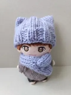 キスマイ ぬいぐるみ 衣装 ニット帽 ネコ耳帽子 紫系 10㎝ぬい服