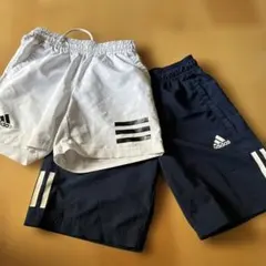 ジュニア　adidas 半ズボン2点セット ホワイト ネイビー