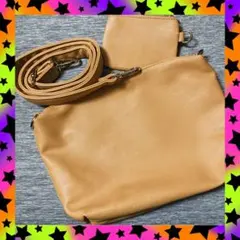 ショルダーバッグ コインケース付き　キャメル色