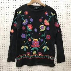 CAROLE LITTLE レトロ カントリー 90s US古着 花柄刺繍ニット