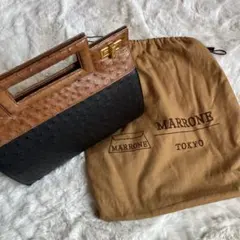 美品 HAMANO ロイヤルモデル オーストリッチ 黒 ゴールド金具 