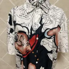 3XL ポパイ POPEYE 総柄 半袖シャツ キャラクタープリント ゆるたぼ