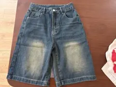 Shein Y2Kドロップウェスト ワイドデニムショーツ XS(JP-S)