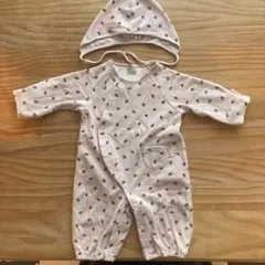 petit main いちご柄ロンパース 帽子付き 50〜70