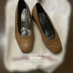 Salvatore FerragamoBUCCHERIオーストリッチパンプス36