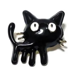 bro-0653　ブローチ　黒猫　クロネコ　黒ねこ　かわいい　エナメル　ブラック