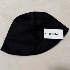 Allife バケットハット 黒 スエード調 カジュアル 帽子 フリーサイズ