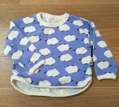 ひつじ柄 青 長袖トレーナー 薄手 80〜90cm