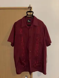 【希少デザイン】AT TRAK 刺繍シャツ XL レッド 韓国製 半袖シャツ