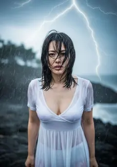 【現品限り！】【AI作成写真L判サイズ】理想の彼女 雷髪乱れる