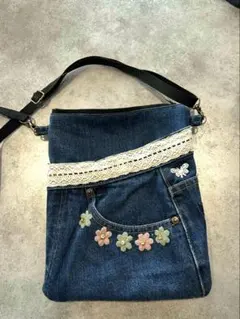 ハンドメイド デニム サコッシュ　デニムリメイク
