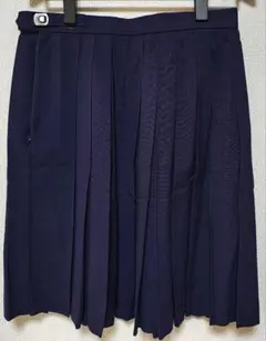 ネイビー プリーツスカート ひざ丈 Lサイズ