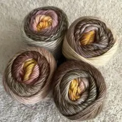グラデーションウール　ブラウンピンクイエロー系