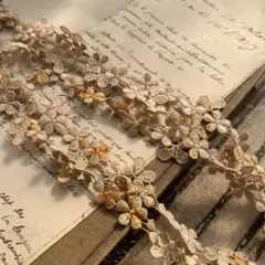 ジャンクジャーナル素材☆錆染小さなフラワーレース3メートル