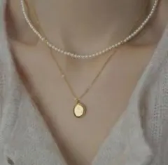 ​【高見え】ミニマム 刻印ネックレス 華奢チェーン コイン 金 人気