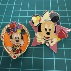 ミニーマウス ピンバッジ 2個セット　レトロかわいい
