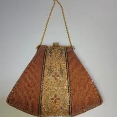 美品ヴィンテージビーズ装飾のパーティーバッグ